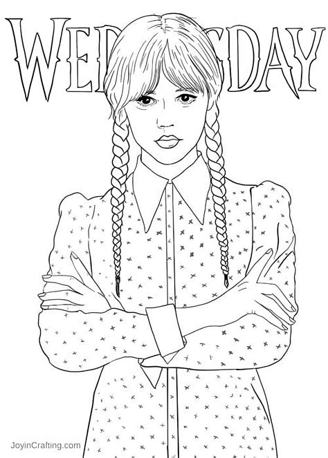 ausmalbilder wednesday addams|Wednesday Coloring Pages (Free PDF Printables)